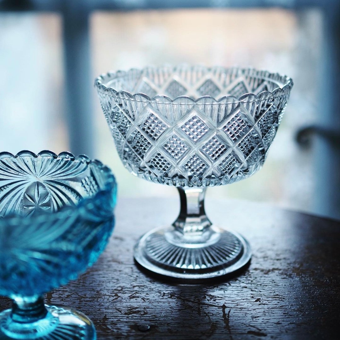 1920-30 年 比利时 Scailmont  旧模压玻璃高脚杯 - 酒杯/酒器 - 玻璃 透明
