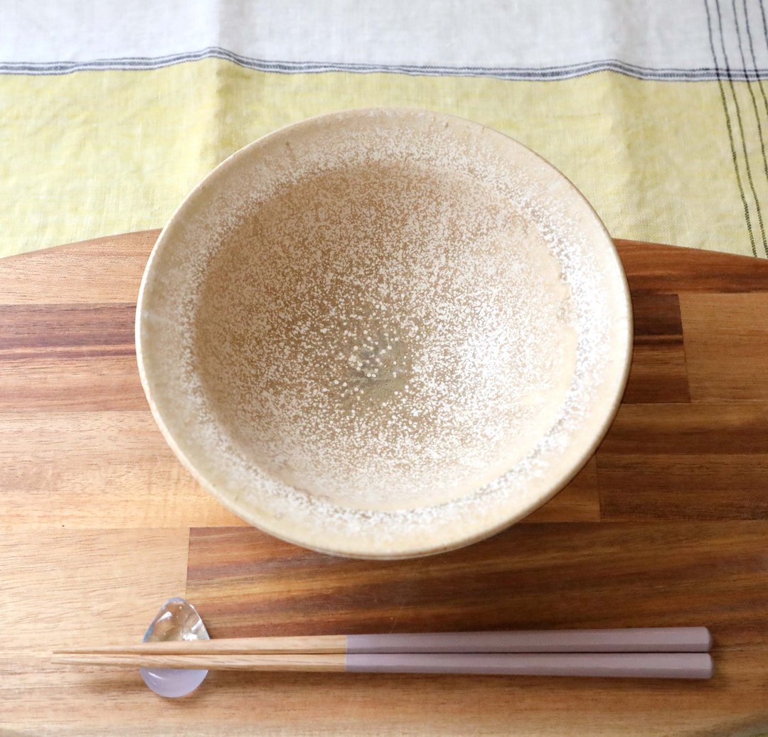 土薫る 结晶釉のリムボウル - 碗 - 陶 卡其色