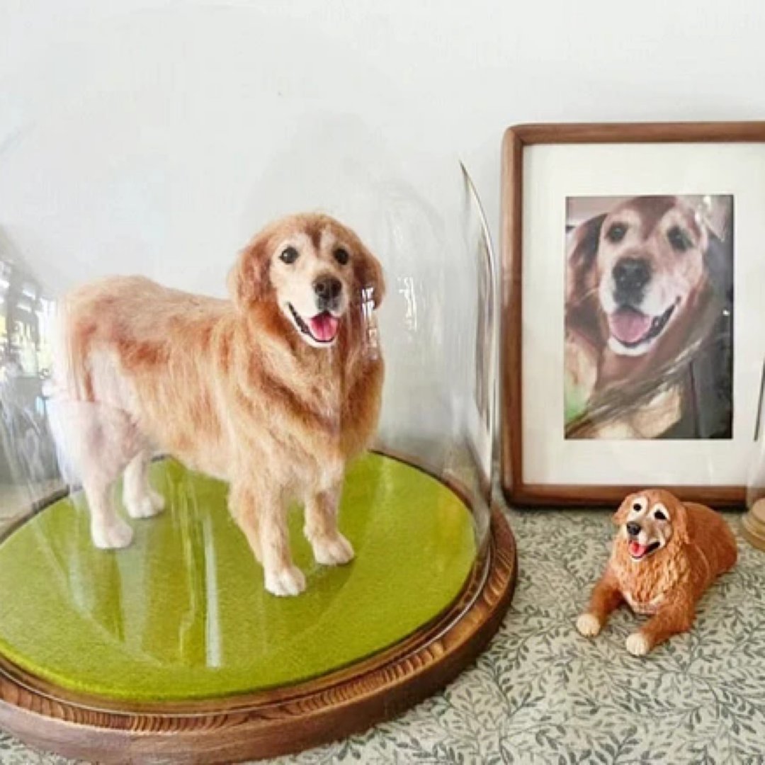 定制 逼真犬 毛孩 宠物 金毛犬 羊毛毡 娃娃 似颜绘 纪念 狗狗 t3 - 玩具 - 羊毛 多色