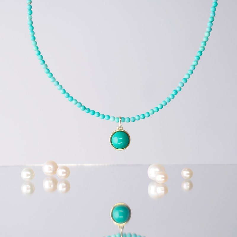 弥谙【天然松石项链】精致百搭款925银镀金轻珠宝简约设计 - 项链 - 其他材质 