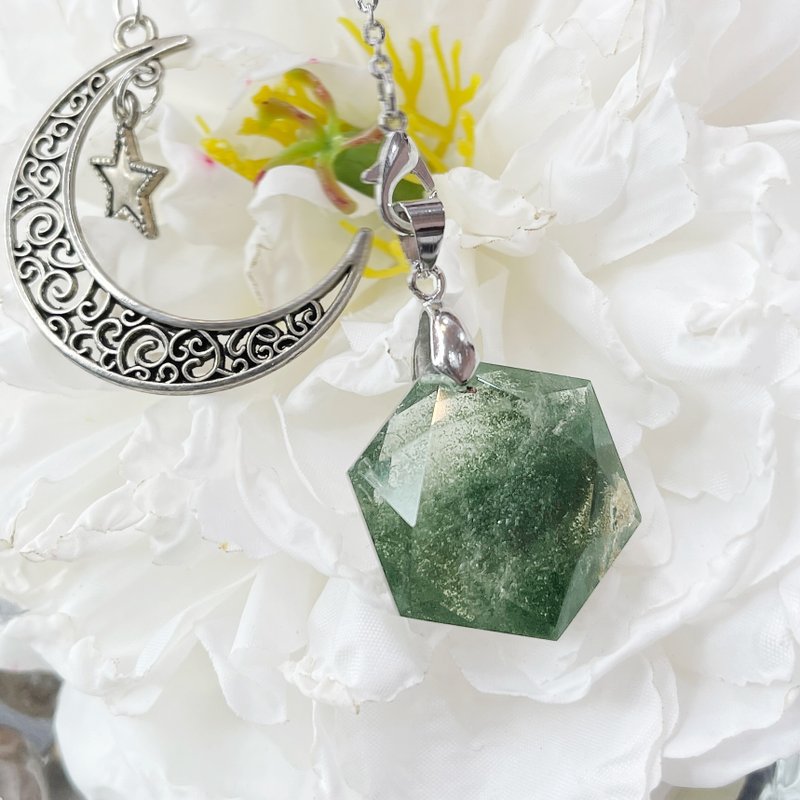 纯天然 幽灵水晶灵摆 绿幽灵灵摆  吊坠 项链 水晶灵摆 绿幽灵 - 项链 - 水晶 绿色