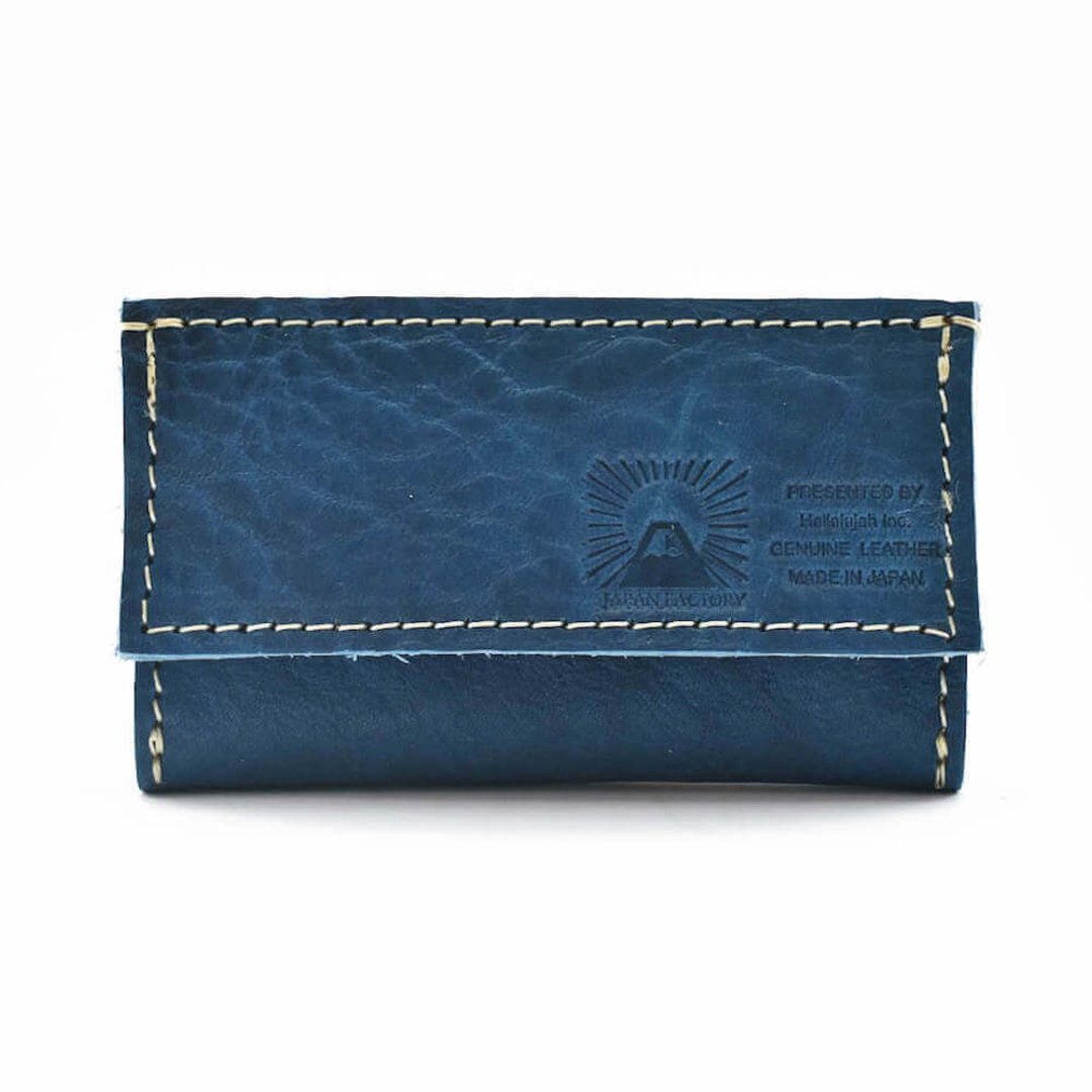 Tochigi leather quadruple key case combination color keycase keyring Made in Japan 櫪wood leather [Navy] JAK048 - 钥匙链/钥匙包 - 真皮 蓝色