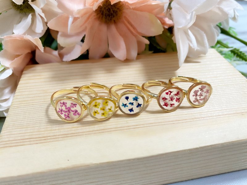 真花黄色蕾丝花配微镶锆石长耳环 18K包金耳钩 (可转耳夹) - 戒指 - 植物．花 多色