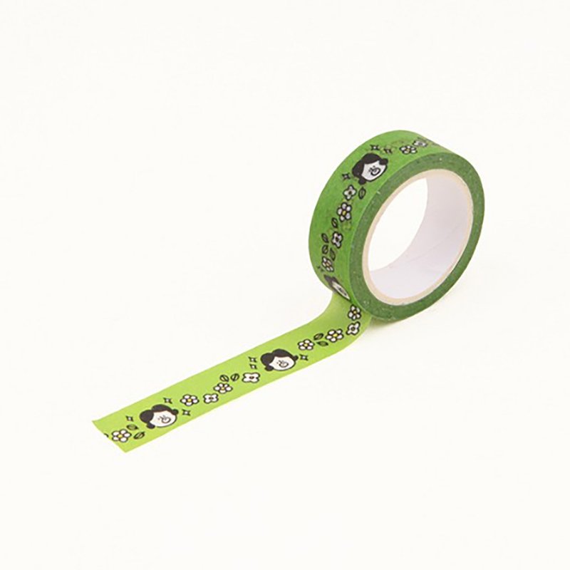 啰登登系列 插画纸胶带 02. Flower Run - 纸胶带 - 纸 白色