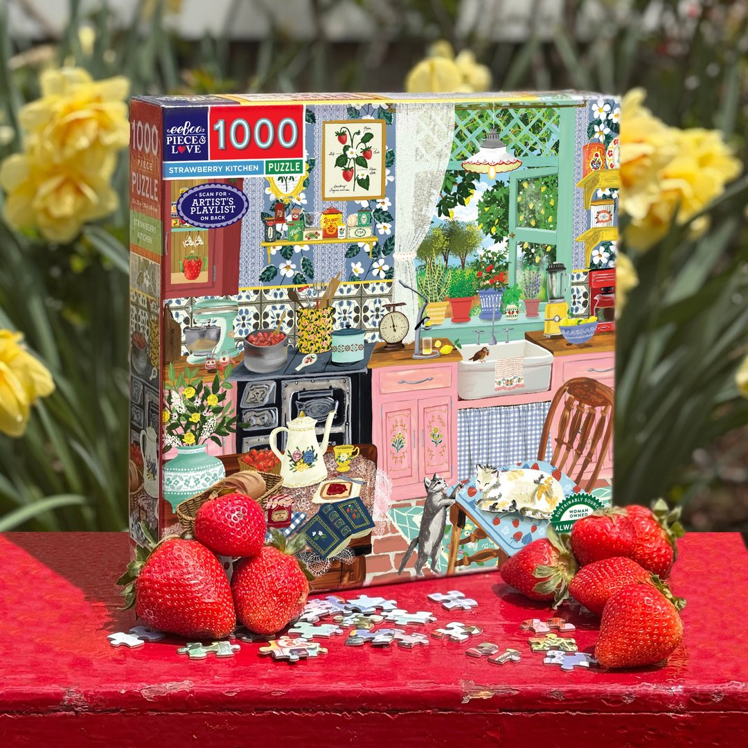 eeBoo 1000 片拼图 - Strawberry Kitchen 草莓厨房 - 拼图 - 纸 粉红色