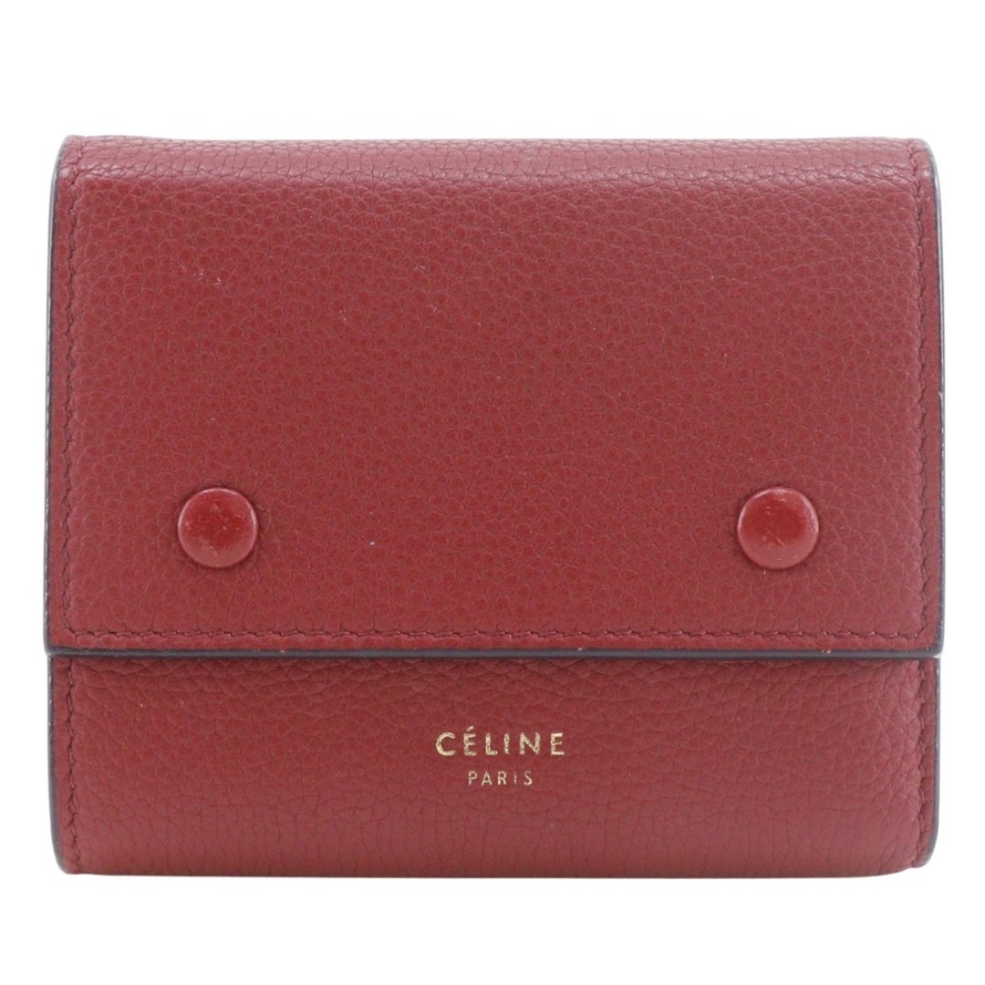 【日本直送】赛琳 CELINE Small Folded Multifunction 三折短夹 皮革 红色 女仕【二手品】 - 皮夹/钱包 - 真皮 红色
