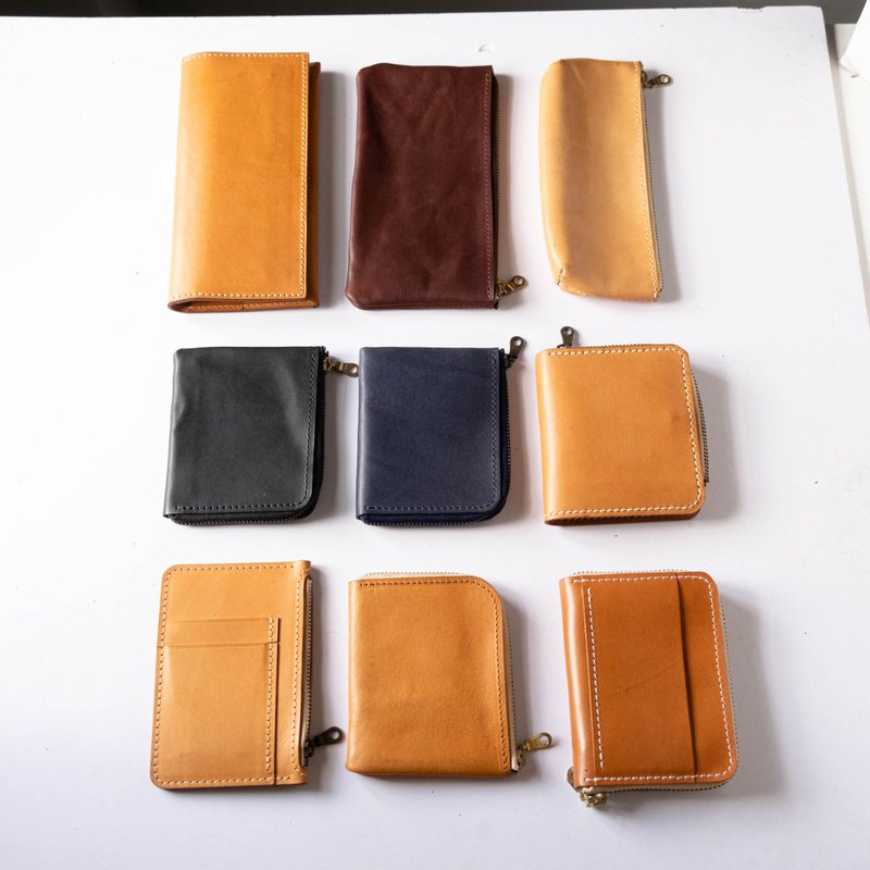 皮件小物 市集 出清 便宜出清  美术笔袋 短夹 零钱包 卡夹 - 证件套/卡套 - 真皮 多色