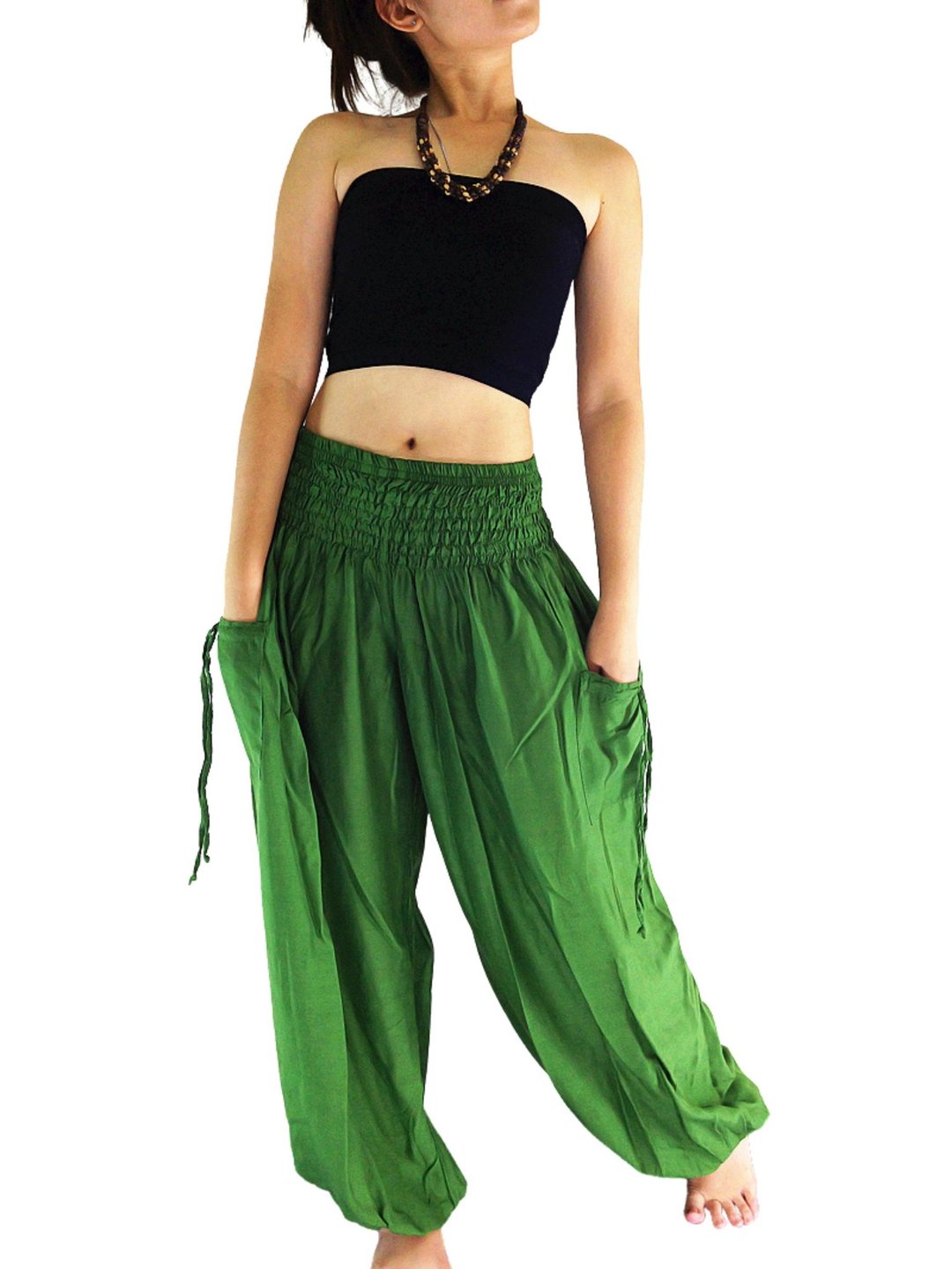 Harem Pants Women Clothing Yoga Pants Aladdin Pants Genie Pant Rayon Trousers - 男士长裤 - 其他材质 绿色