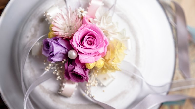 【郁粉·永生花】 不凋花 X 手腕花 X 摆饰 - 植栽/盆栽 - 植物．花 粉红色