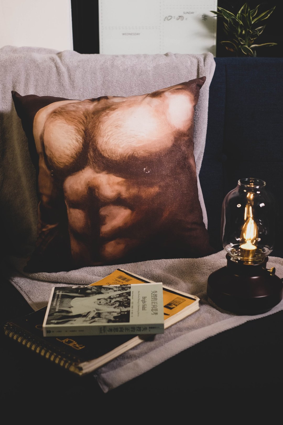 男体绘画抱枕-肌壮筋肉男 送礼首选 - 枕头/抱枕 - 棉 蓝色