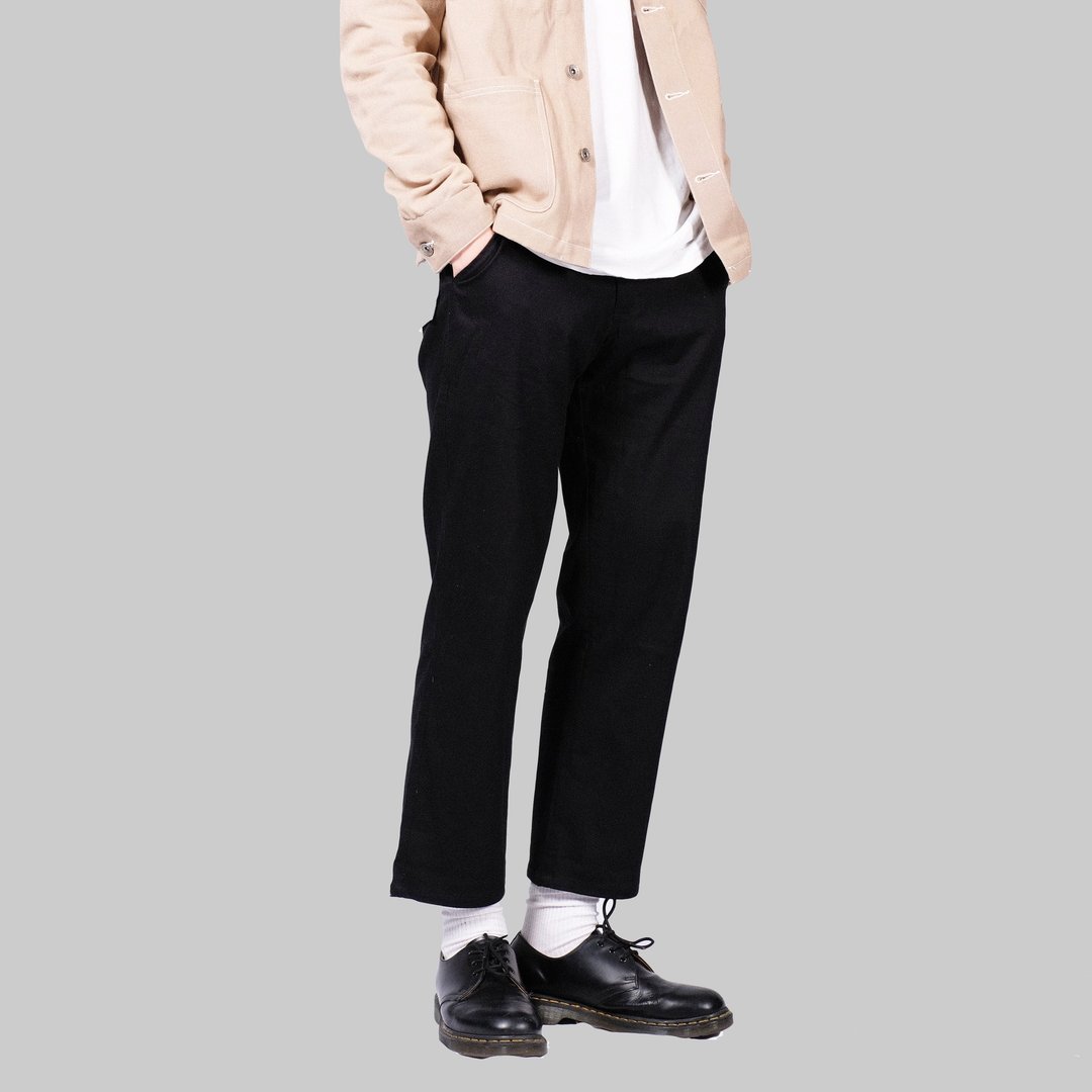 宽版九分裤 Wide Chino Pants/素色/简约/情侣服 - 男士长裤 - 纸 绿色