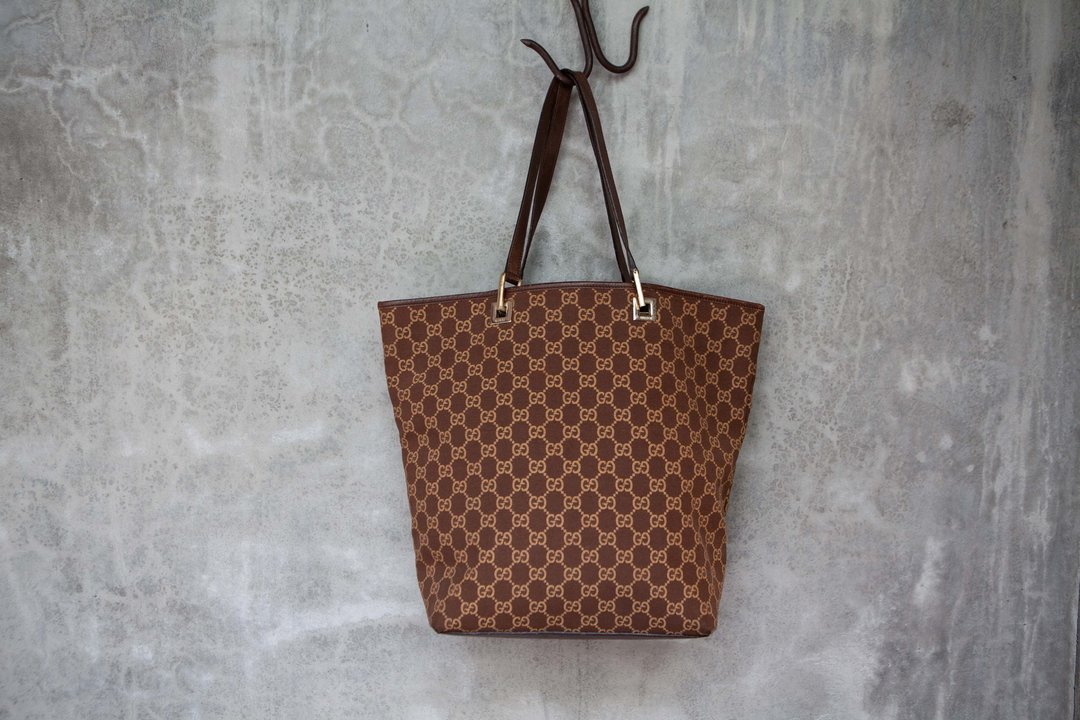 袅袅百货公司-Vintage GUCCI 棕色肩背包 - 手提包/手提袋 - 其他人造纤维 