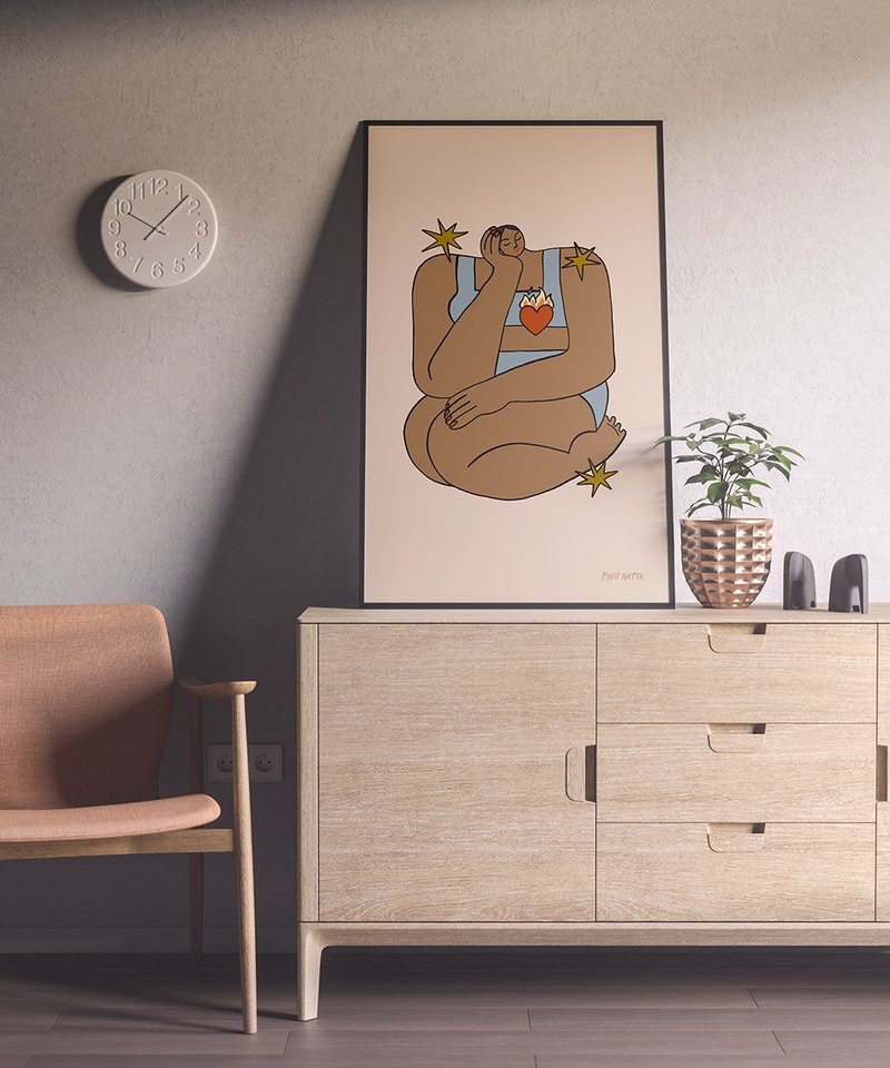 Inquire Within - woman art print poster, neutral tone art - 海报/装饰画/版画 - 纸 