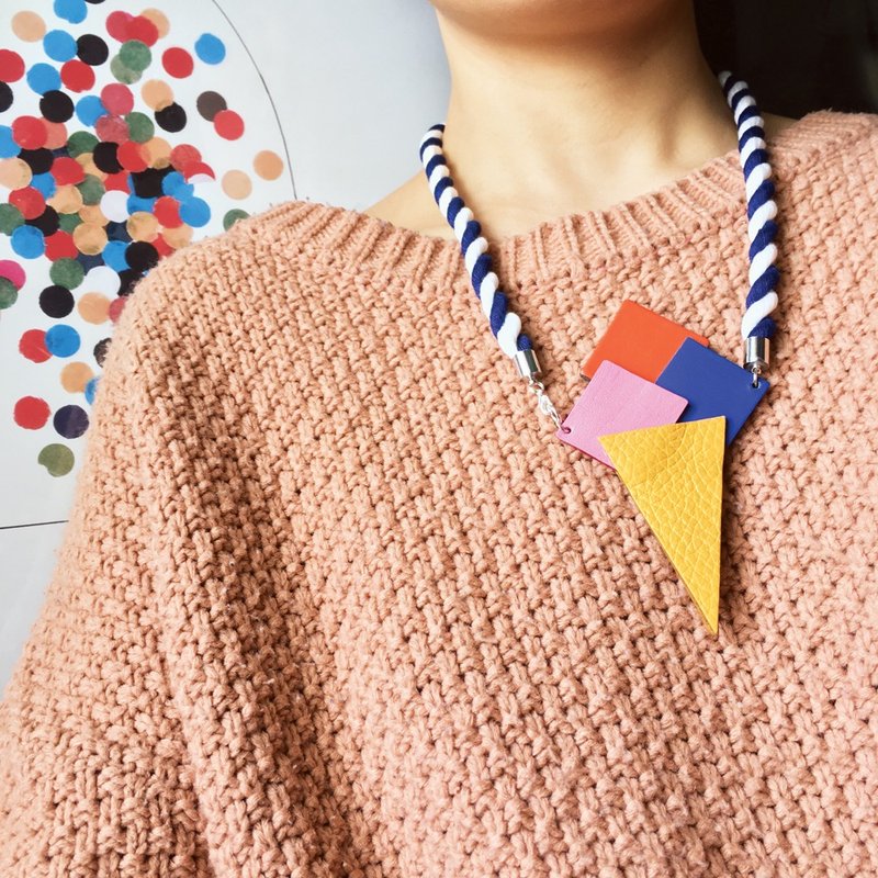 Sonniewing Ice-cream Cone 配色皮革颈链 - 颈链 - 真皮 多色