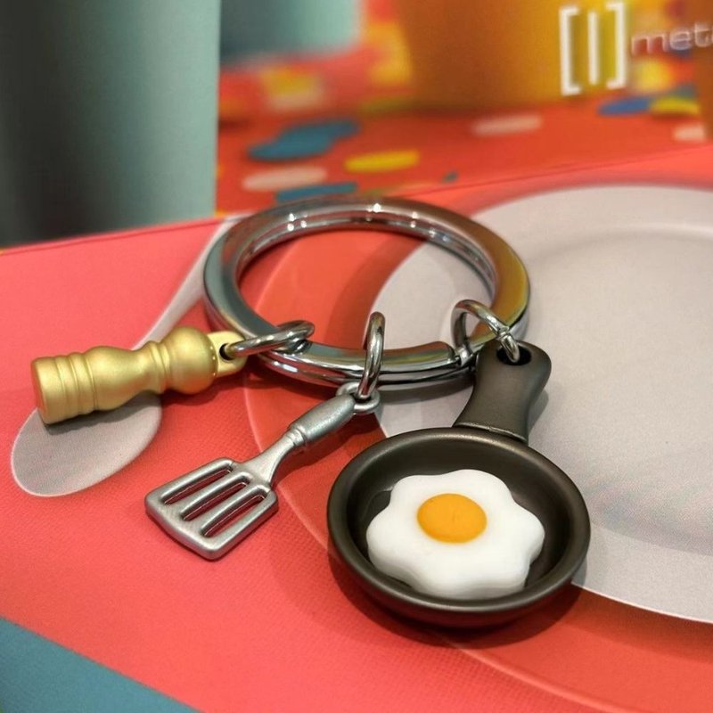 【Metalmorphose】MTM荷包蛋钥匙圈 礼品/食物造型/袖珍食物 - 钥匙链/钥匙包 - 其他材质 白色