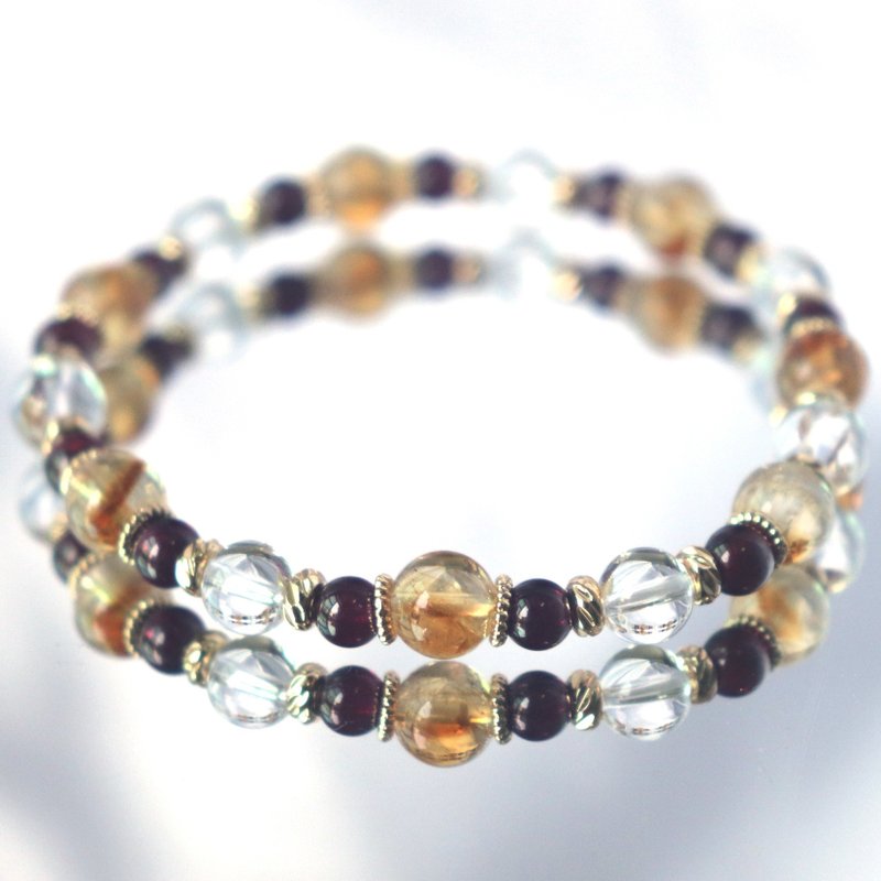 黄水晶-石榴石-白水晶-招财-工作运-水晶手链 - 手链/手环 - 水晶 多色