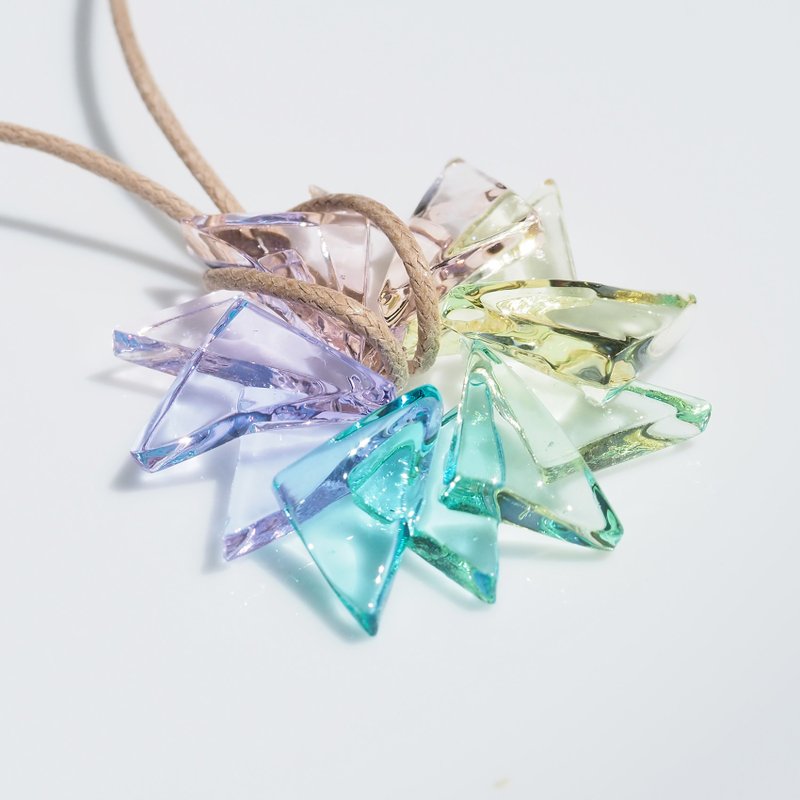 风车玻璃（【梦】）项链【可选饰绳颜色、长度】【接单制作】 - 项链 - 玻璃 粉红色