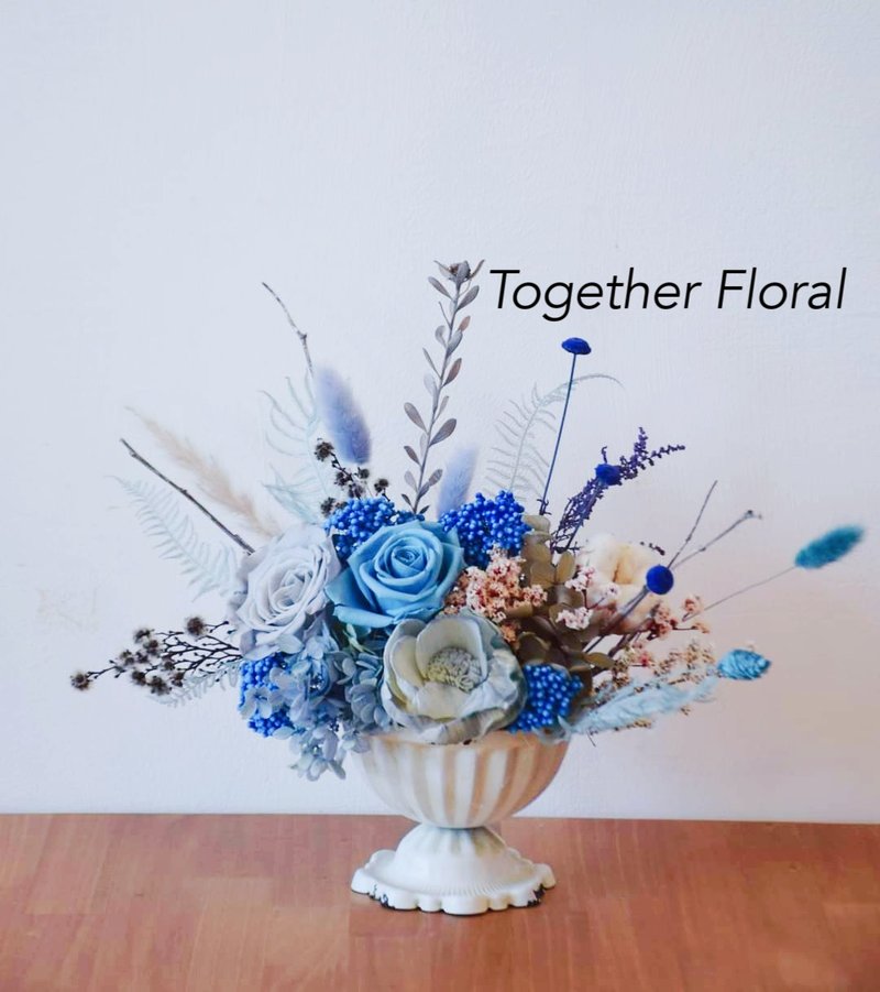 清新蓝灰色调盆花 - 干燥花/捧花 - 植物．花 