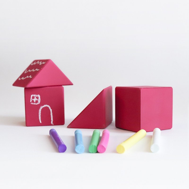 Tsumiki造型积木黑板-红 X 环保无灰粉笔/细版-六色一组 - 摆饰 - 其他材质 