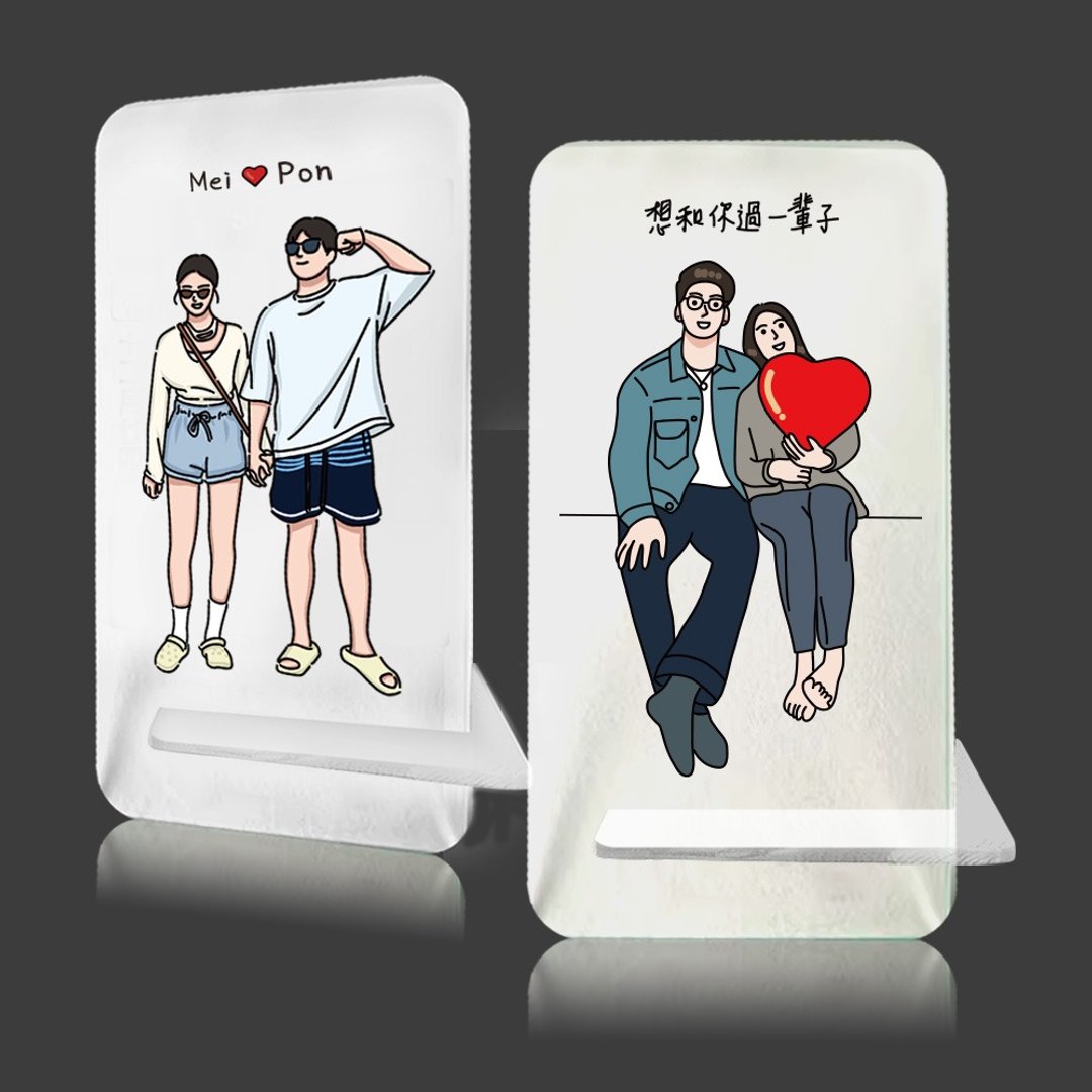 【定制】手机架/似颜绘 - 手机座/防尘塞 - 压克力 黑色