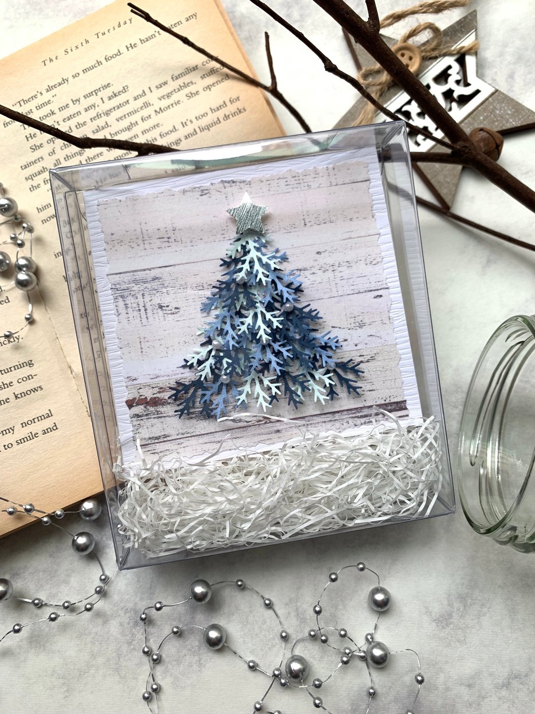 圣诞卡片Christmas Card_盒装小树_蓝色 - 卡片/明信片 - 纸 蓝色
