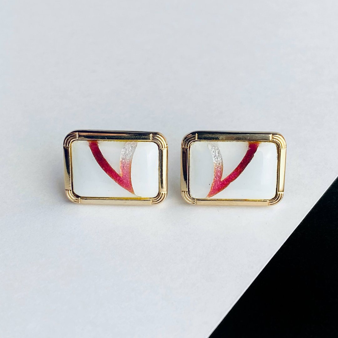 Halley [Ruby Red Ruby Red] Cufflinks Cufflinks Pure Silver Wired Cloisonne 18kgf - 袖扣 - 其他材质 红色