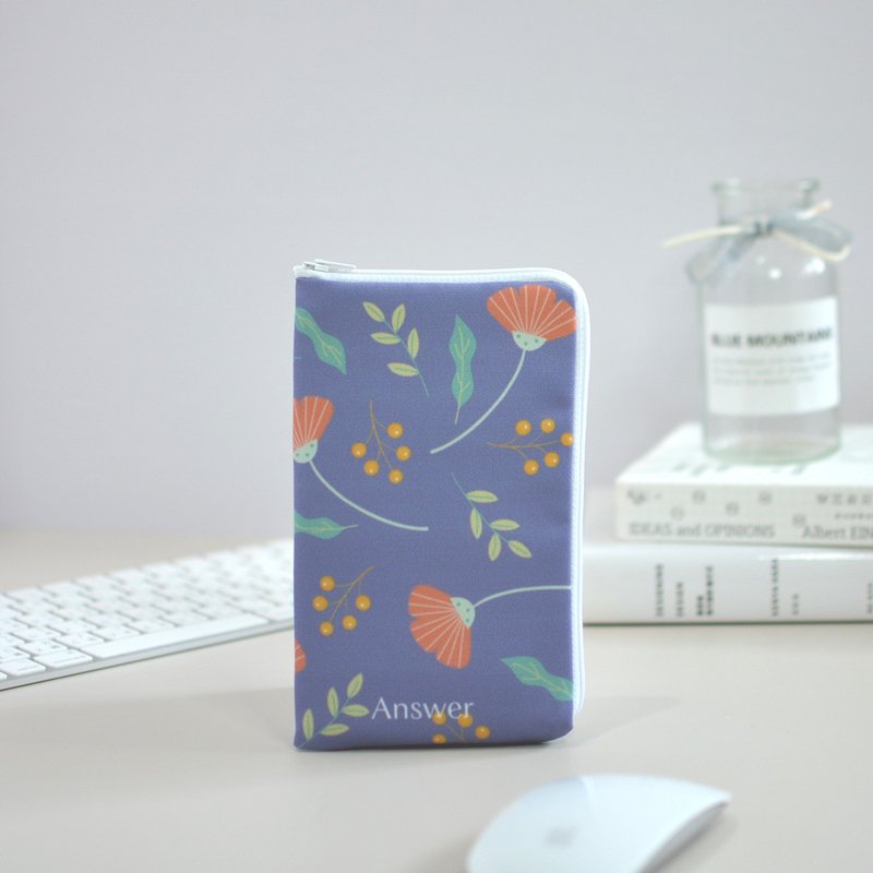 防震手机收纳包 - 缤纷(莫兰迪粉紫底) - 化妆包/杂物包 - 棉．麻 