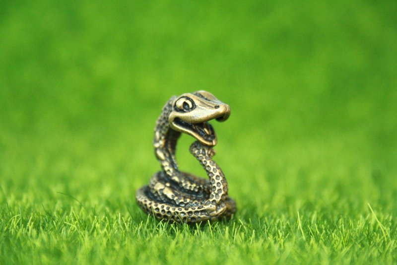 Python, boa  -  mini statuette snake of bronze,  metal figurine - 摆饰 - 铜/黄铜 