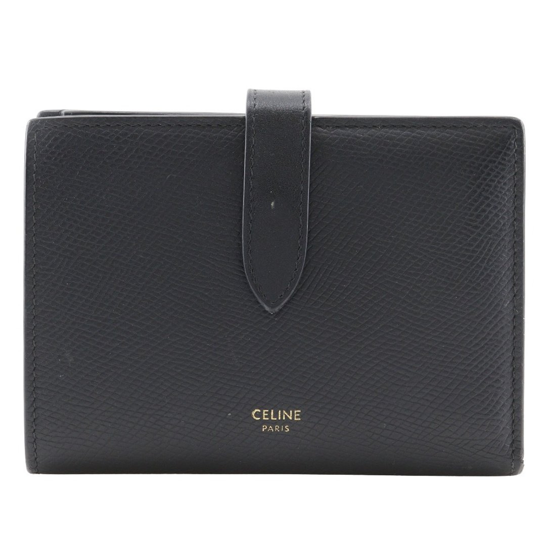 【日本直送】赛琳 CELINE Medium Strap Wallet 中型翻扣长夹 双折长夹 小牛皮 黑色 女仕【二手品】 - 皮夹/钱包 - 真皮 黑色