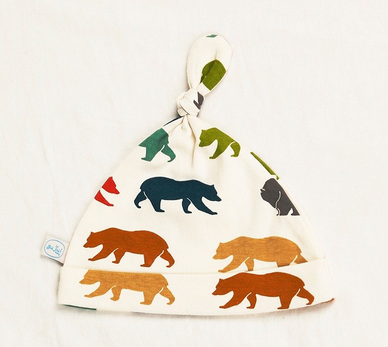 gujui爱熊熊(彩色)-有机棉帽 - 围嘴/口水巾 - 棉．麻 白色