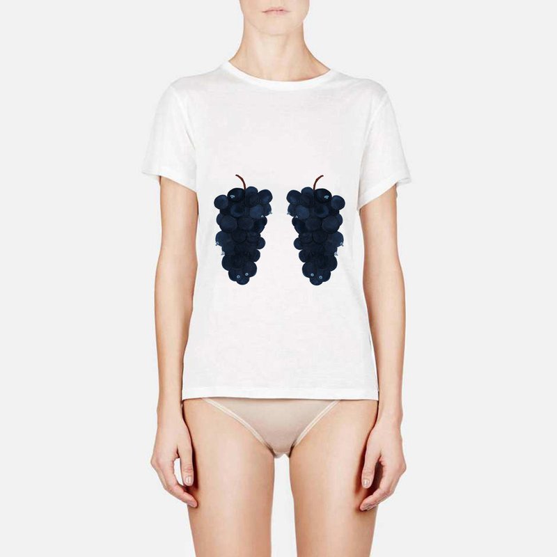 奶头挂葡萄衣服 - 中性连帽卫衣/T 恤 - 棉．麻 白色