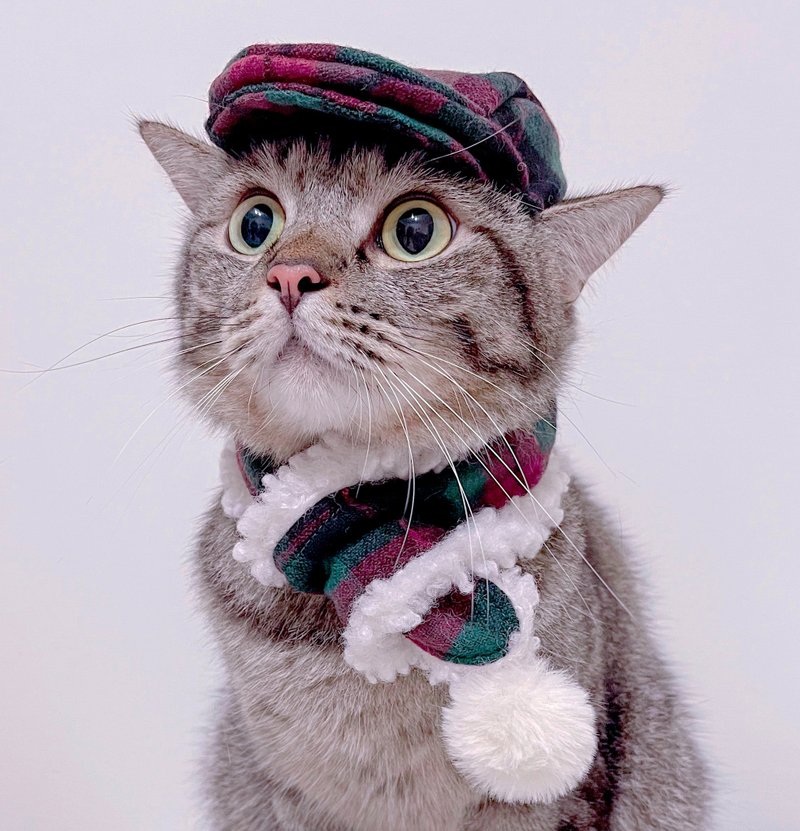 (10%捐公益)圣诞Party系列-风格雅痞围巾+绅士帽 - 衣/帽 - 棉．麻 绿色