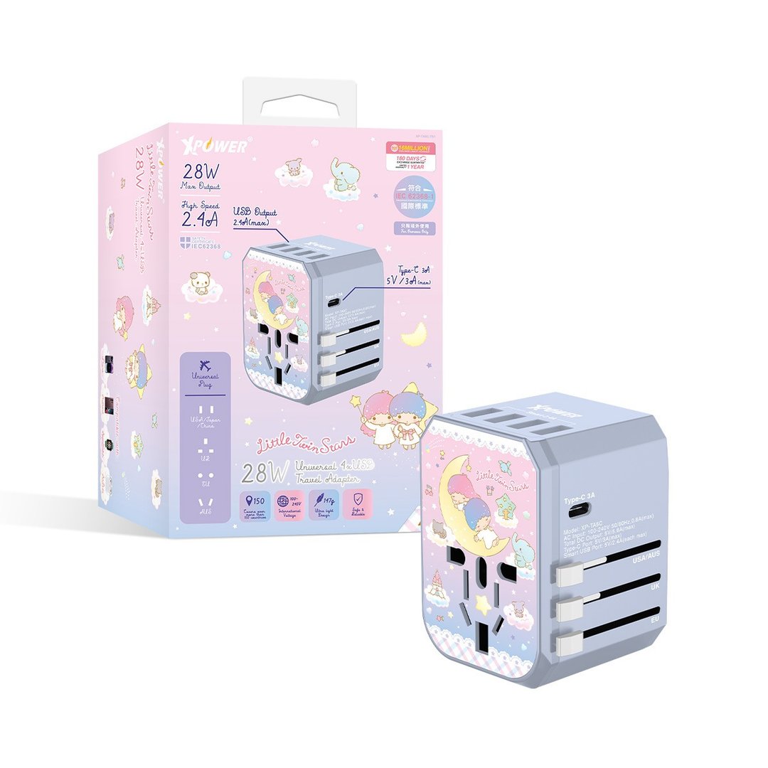 XPower x Little Twin Stars TA5C 28W Type-C+USB旅行充电转插 - 手机配件 - 其他金属 紫色