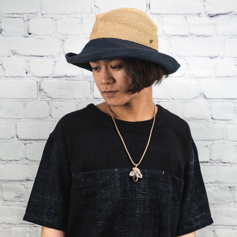 可折叠礼帽 便于携带在行李箱或包包里 brn&nvy 帽檐11cm switch - 帽子 - 棉．麻 蓝色