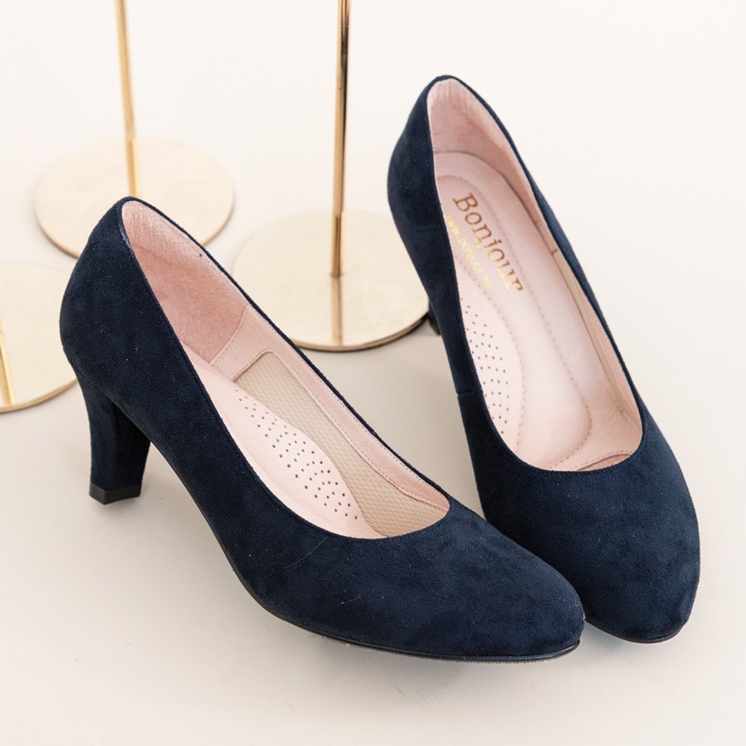 质感美肌6.5cm尖头静音高跟鞋PUMPS - 高跟鞋 - 人造皮革 蓝色