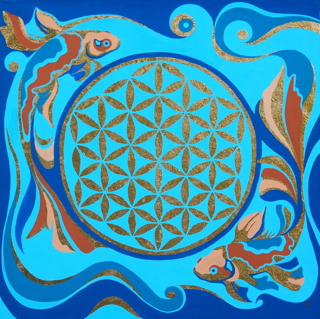 原创油画 神圣几何 生命之花 室 内墙面艺术 - 海报/装饰画/版画 - 其他材质 