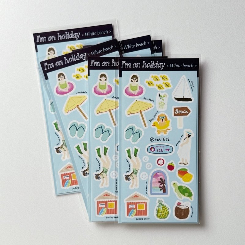 白色海滩 - 贴纸 - 纸 