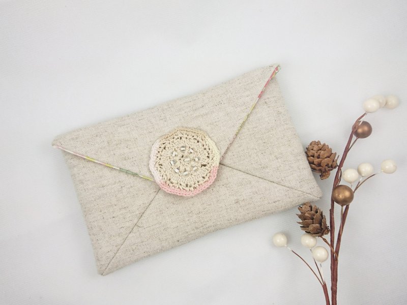 【信封造型收纳包】Irome.红 - 化妆包/杂物包 - 棉．麻 红色