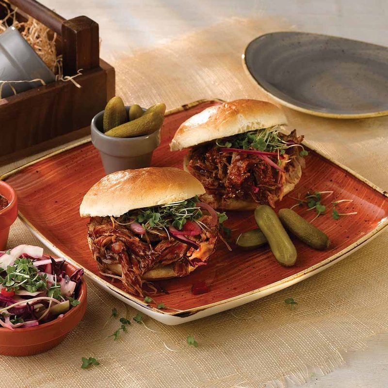 英国Churchill STONECAST点藏系列彩橘色正方27cm主餐盘(10.6寸) - 盘子/餐盘/盘架 - 瓷 橘色