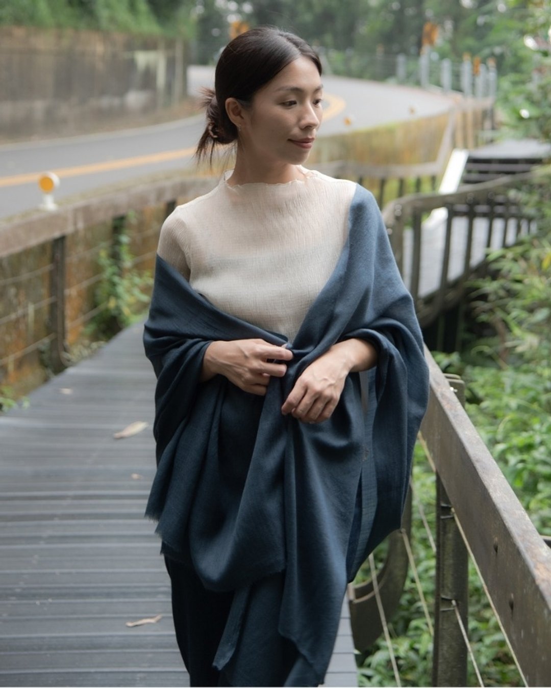喀什米尔 Cashmere 羊毛围巾 - 深蓝 - 围巾/披肩 - 羊毛 蓝色