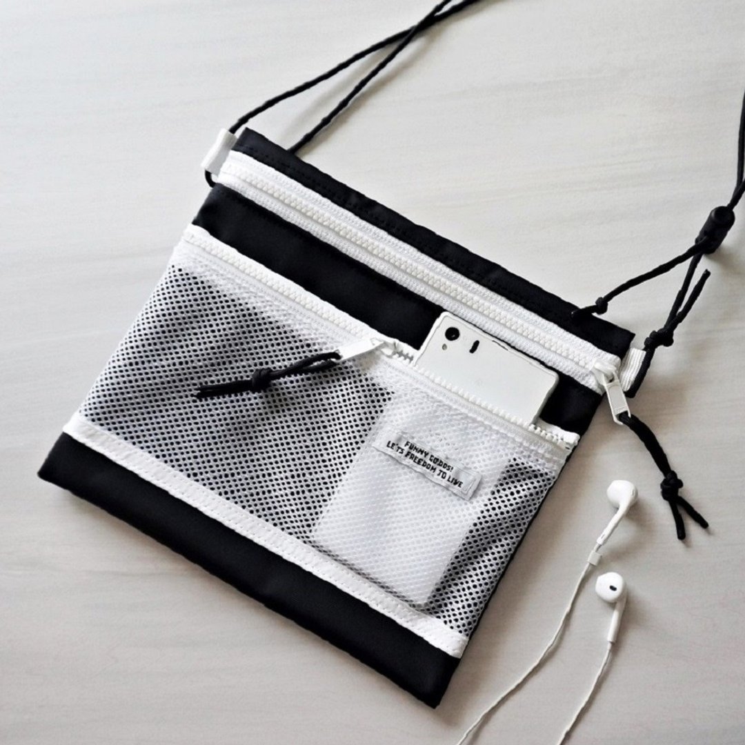 Mini Sakosh Bag Waterproof Double Fastener (whitex Mesh) - 侧背包/斜挎包 - 尼龙 黑色