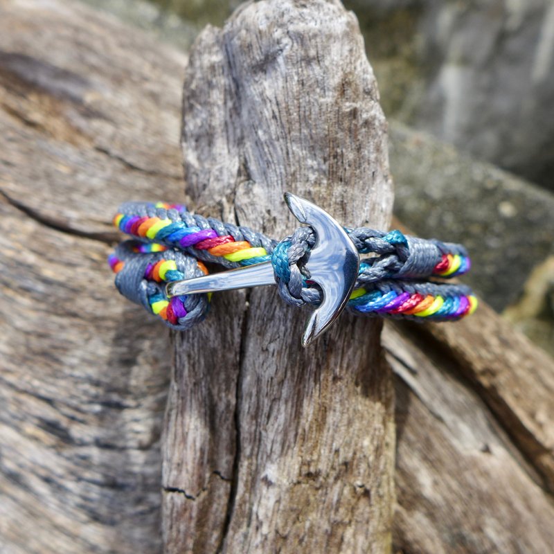 不锈钢船锚 彩虹双圈编织手环 冲浪绳 定制化 - 手链/手环 - 其他人造纤维 多色