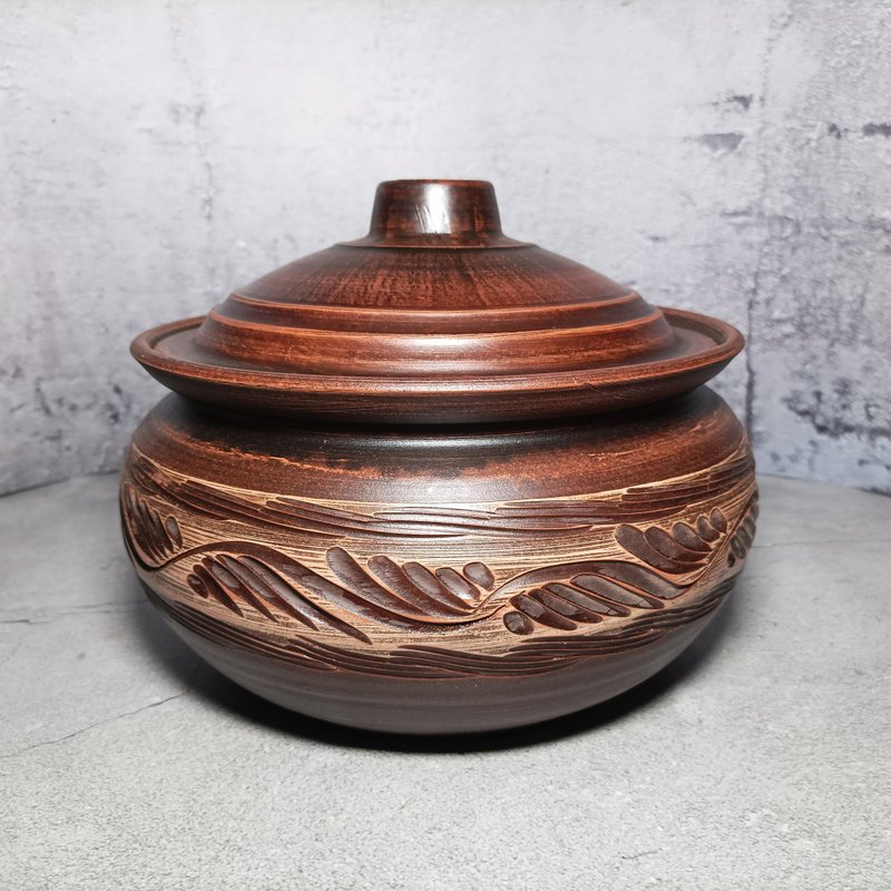 陶器大砂锅5500毫升手工红粘土烹饪锅 - 锅具/烤盘 - 粘土 