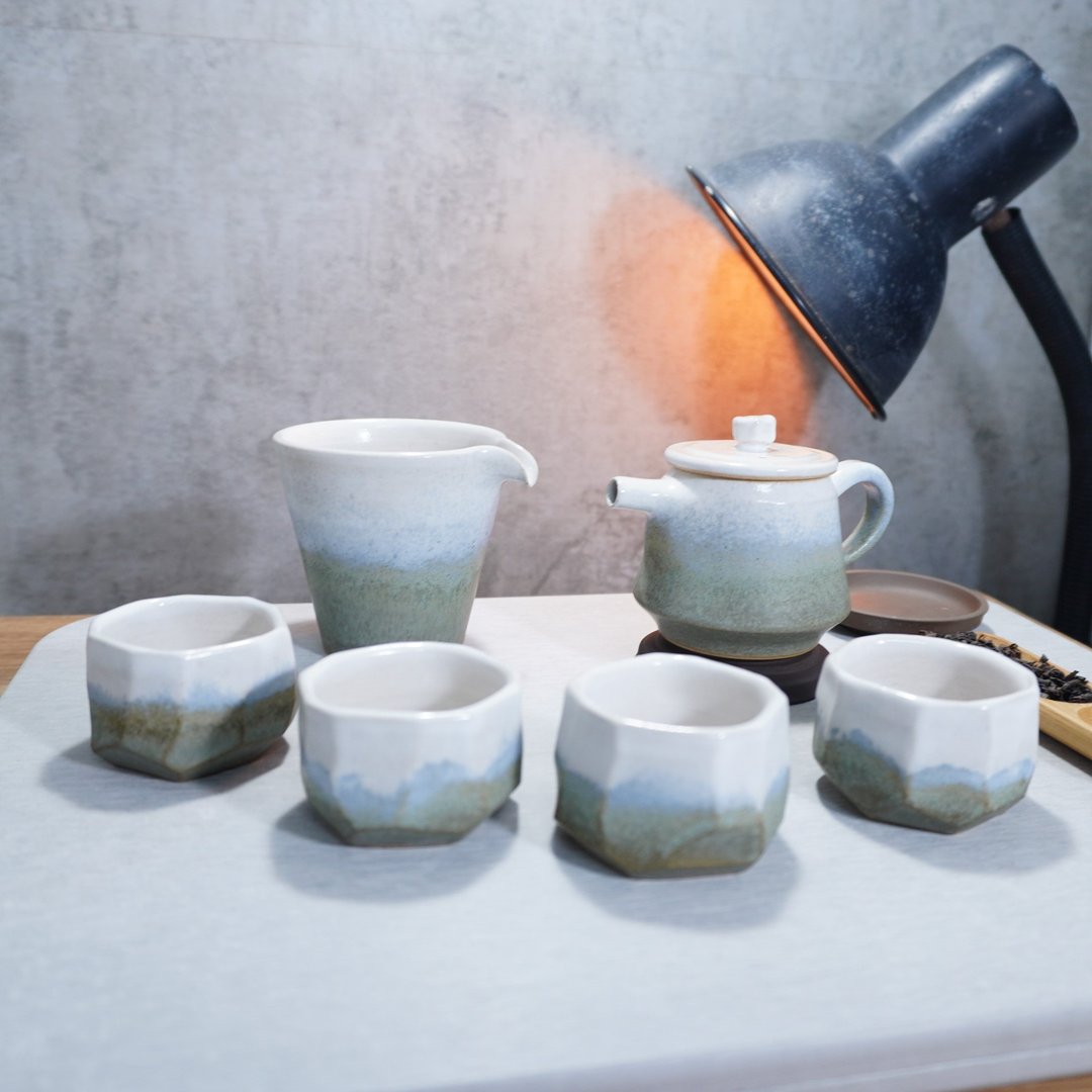 消光蓝白茶具组 - 茶具/茶杯 - 陶 多色