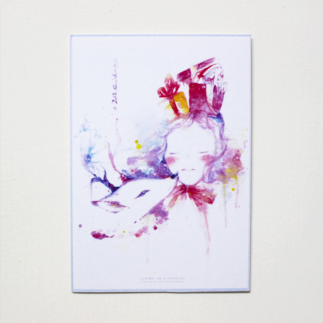 Alice Hobbey 奇幻少女系列 双面水彩插画明信片  Postcard - 卡片/明信片 - 纸 多色