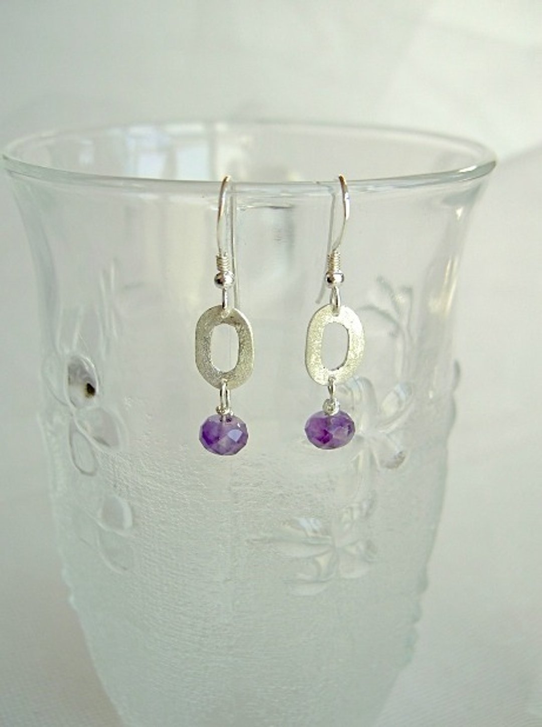 Amethyst earrings - 耳环/耳夹 - 宝石 紫色