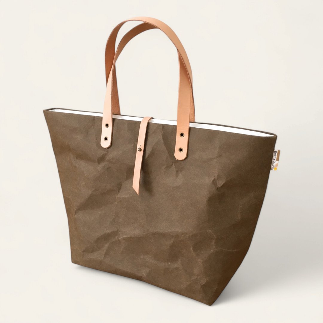 托特包 Tyvek and Kraft Paper Tote Bag LARGE size, Washable, with Closure /防水 /抗撕破 - 其他 - 纸 咖啡色