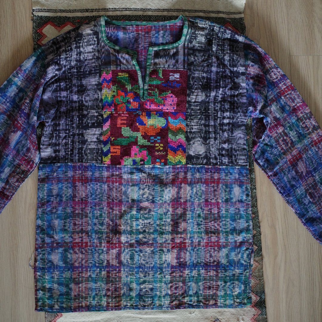 Vintage Guatemala ikat 危地马拉Ikat手织布手工刺绣上衣 - 女装上衣 - 棉 