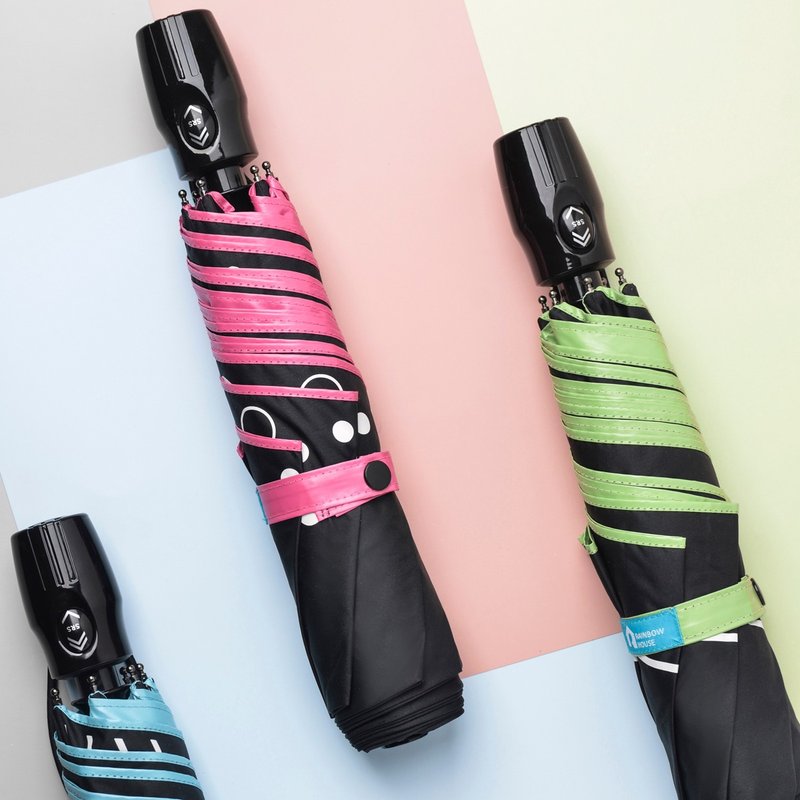 黑白美学自动伞|大伞面23寸|台湾福懋伞布(防晒/抗UV/防风) - 雨伞/雨衣 - 防水材质 黑色