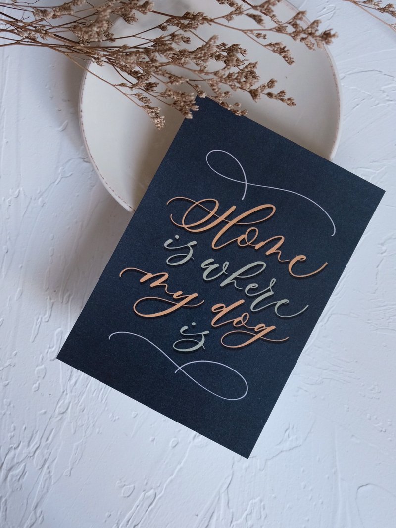 cottontail // Home is where my dog is // 西洋书法明信片 - 卡片/明信片 - 纸 蓝色